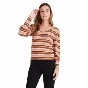 Madewell Striped Puff-Sleeve Scoopneck Top Size XS
